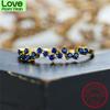  Color Women Rings Yellow Gold Tone Minimalist Thin Rings Blue Cubic Zircon Bridal Party Event Wedding Occasion Bands Stacking