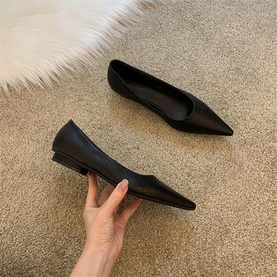 Chaussures simples automne pour femmes à bout pointu, bouche peu profonde, semelle plate, chaussures simples à petit talon, chaussures pour dames, chaussures de travail pour femmes