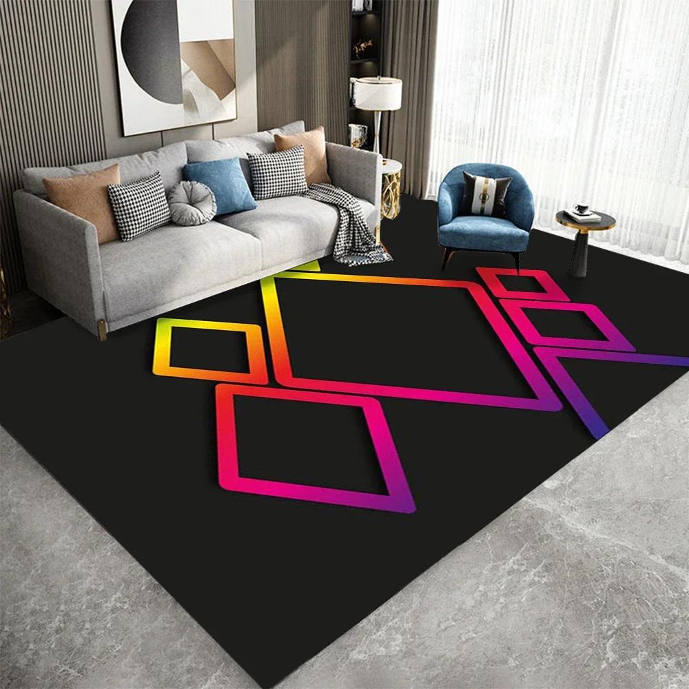 Einfache Geometrie Teppich Cartoon Wohnzimmer Schlafzimmer Küche Sofa Tisch Balkon Teppich Rutschfest Waschbar Verschleißfest Ornamente