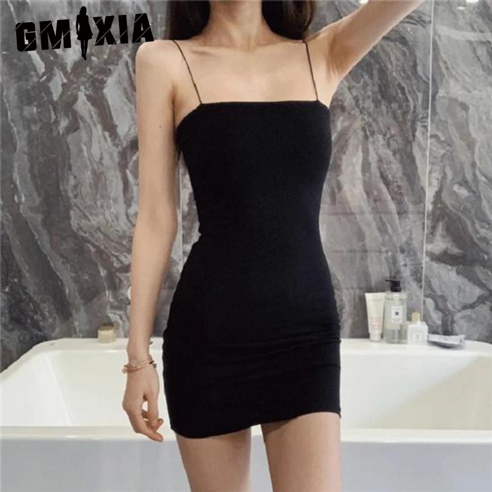 GMXIA Sexy dámské pouzdrové šaty Černé bez rukávů ohlávkové klubové oblečení Bodycon Jednobarevné mini šaty Dámské šaty Letní oblečení na šaty