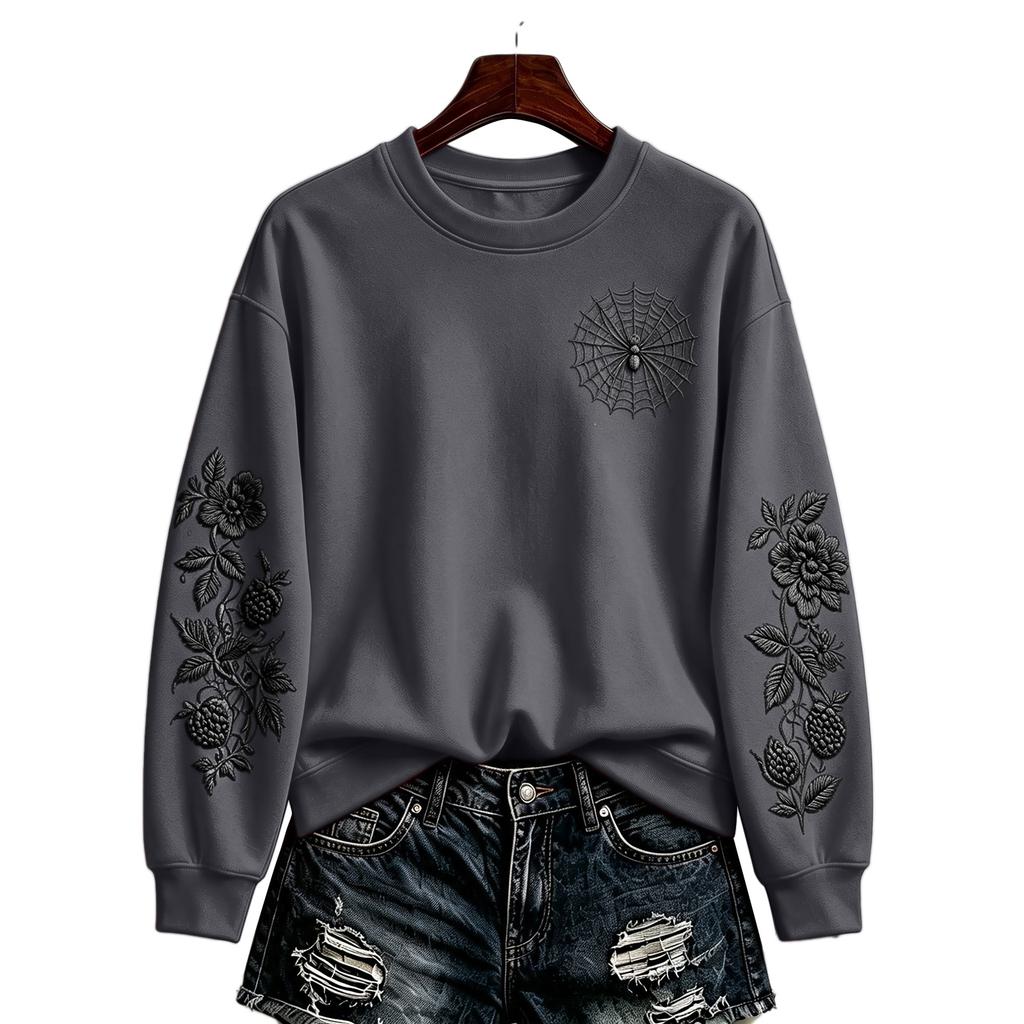 Women's Halloween Pullover Sweatshirt Casual Printed Long Sleeve Top