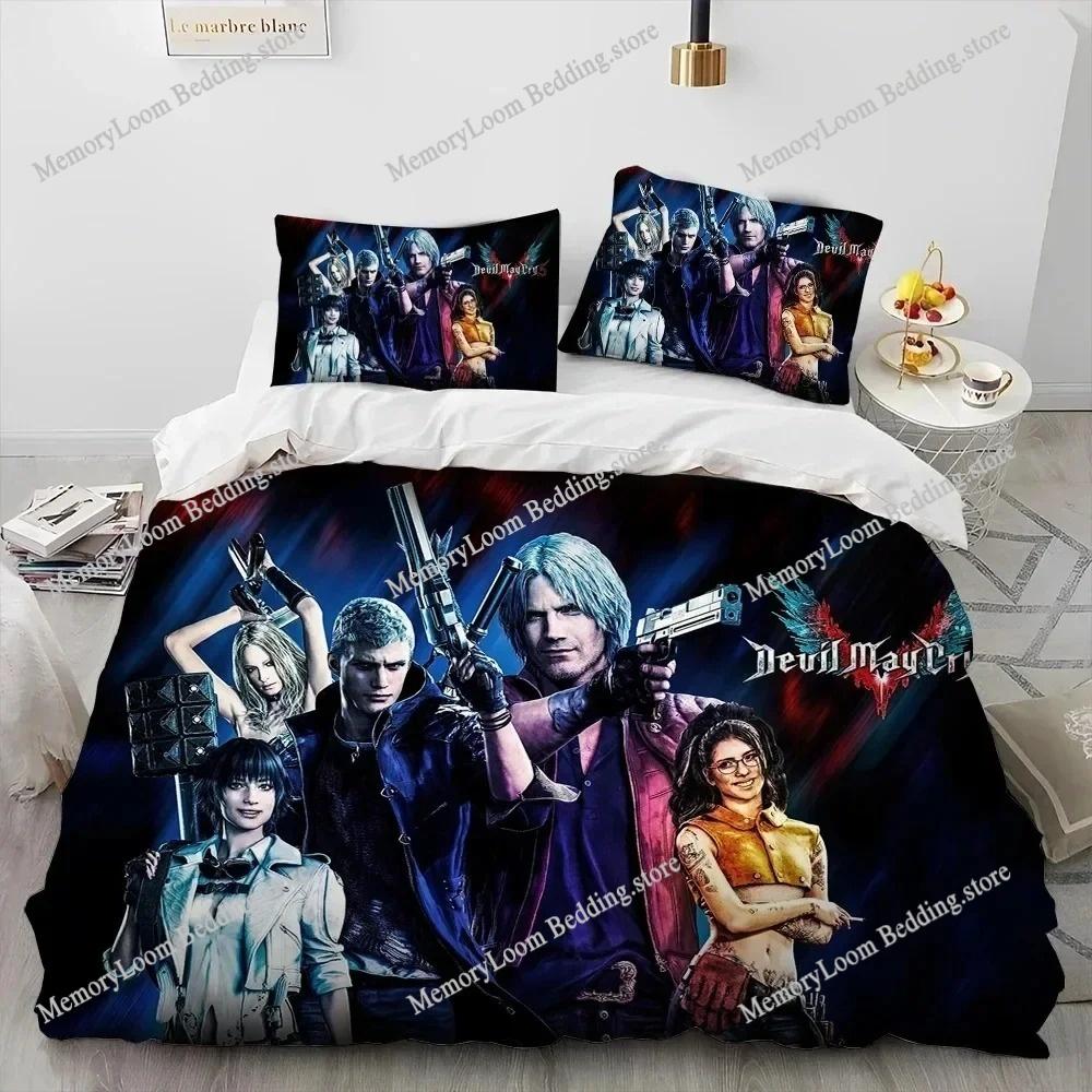 Oyun D-Devil May Cry DMC Oyuncu Yatak Takımı Yorgan Kılıfı Yatak Takımı Yorgan Kılıfı Yastık Kılıfı Yorgan King Queen Boy Erkek Çocuk Yetişkin