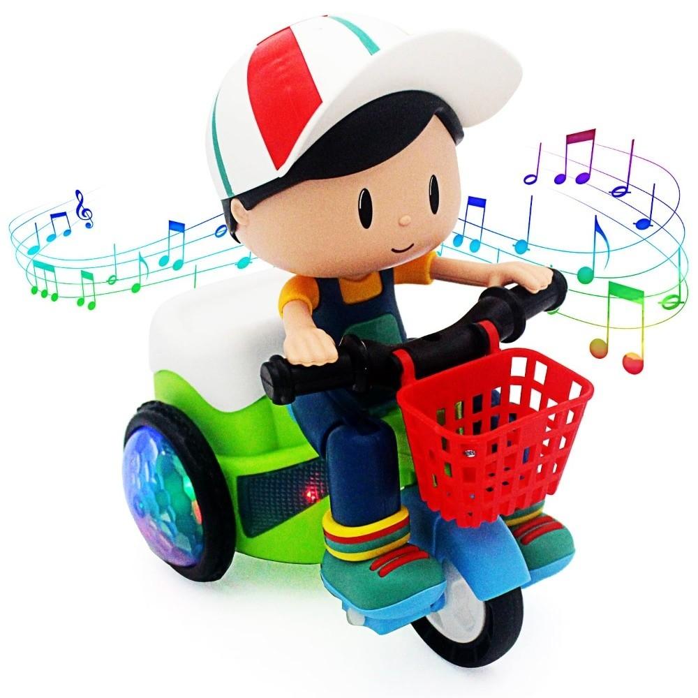 Triciclo Elettrico Giocattolo con Funzione Musicale, Moto Colorata Luminosa per Regalo ai Bambini