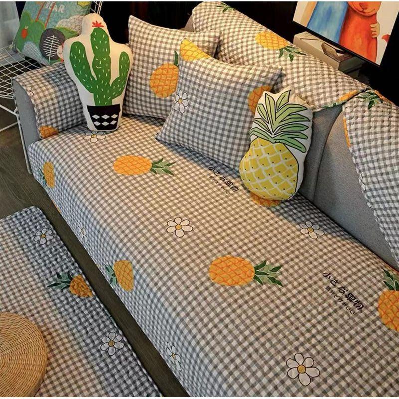 

Non Slip Sofa Cushion Cotton Sofa Slipcover Fabric Pastoral All Year Round Chair Cushion Minimalist Modern Backrest Towel Cover Armrest Cushion Cartoon Pineapple 70 * 70cm