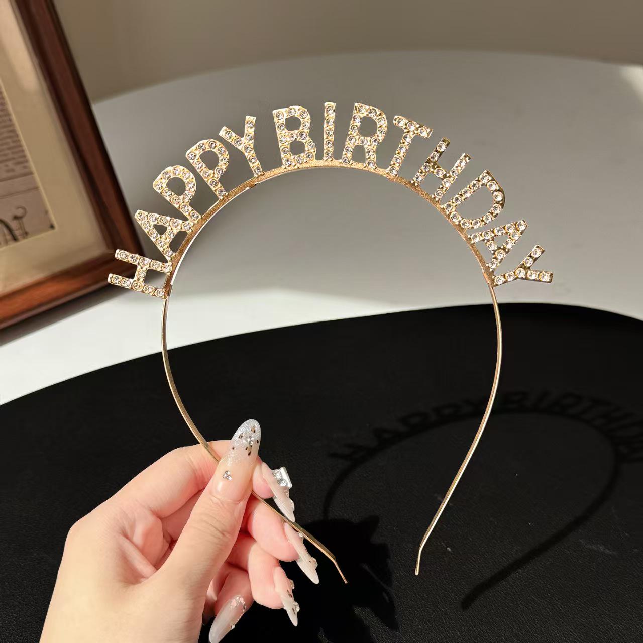 Princess Rhinestone Birthday Headband for Women