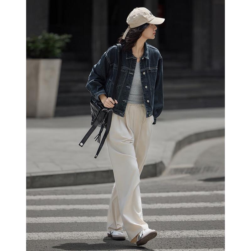 Женская короткая джинсовая куртка Demana свободного кроя, темно-синяя M