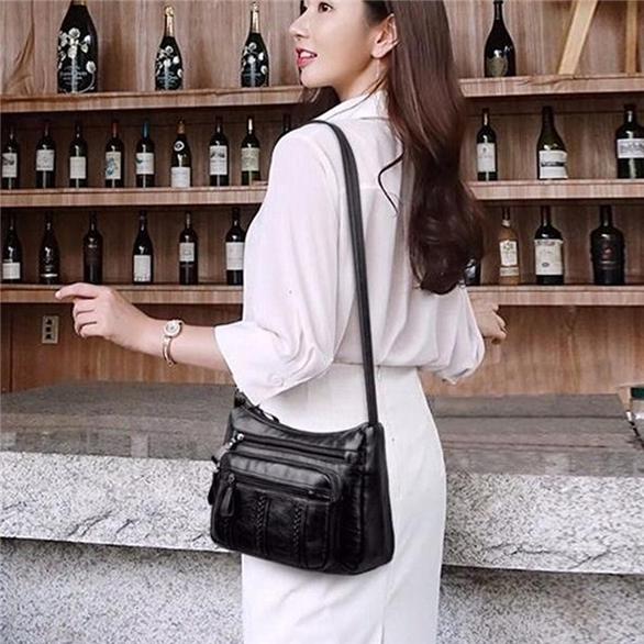 Women Shoulder Bag Multi-layer Crossbody Bag Black Elegant Female Casual Large Capacity Bags