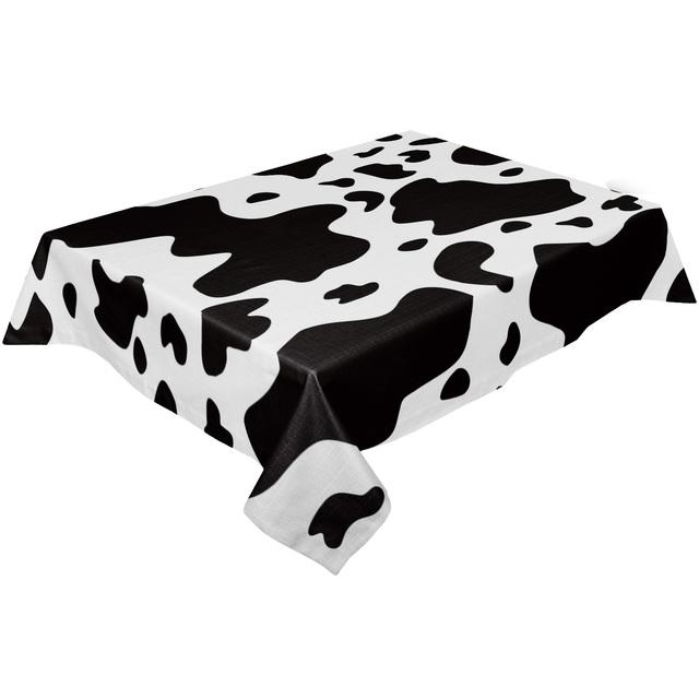 Cow Fur Pattern Black White Round Tablecloth Waterproof Wedding Table Decor Tablecloth Kitchen Dinning Table Cover