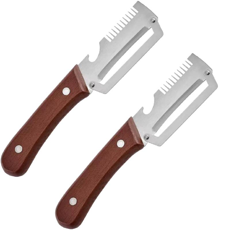 NEW Kitchen Peeler Stainless Steel Vegetable Peeler with Wooden Handle Durable Serrated Peeling Knife Bottle Opener Kitchen Tool