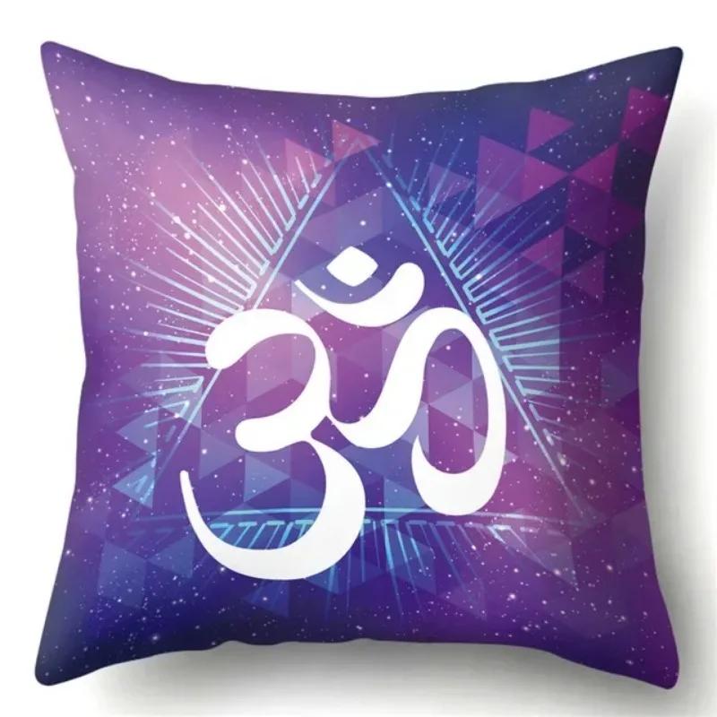 Buddha Head Eye Print Cushion Cover Case Buddhism Decorative Pillow Cover Polyester Home Hotel Car Decoration Pillowcase 45X45CM