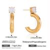 Youthway Delicate Round Zircon Earrings For Women 18K Gold PVD Plated Stainless Steel C Shape Stud Earrings Fashion Jewelry Gift