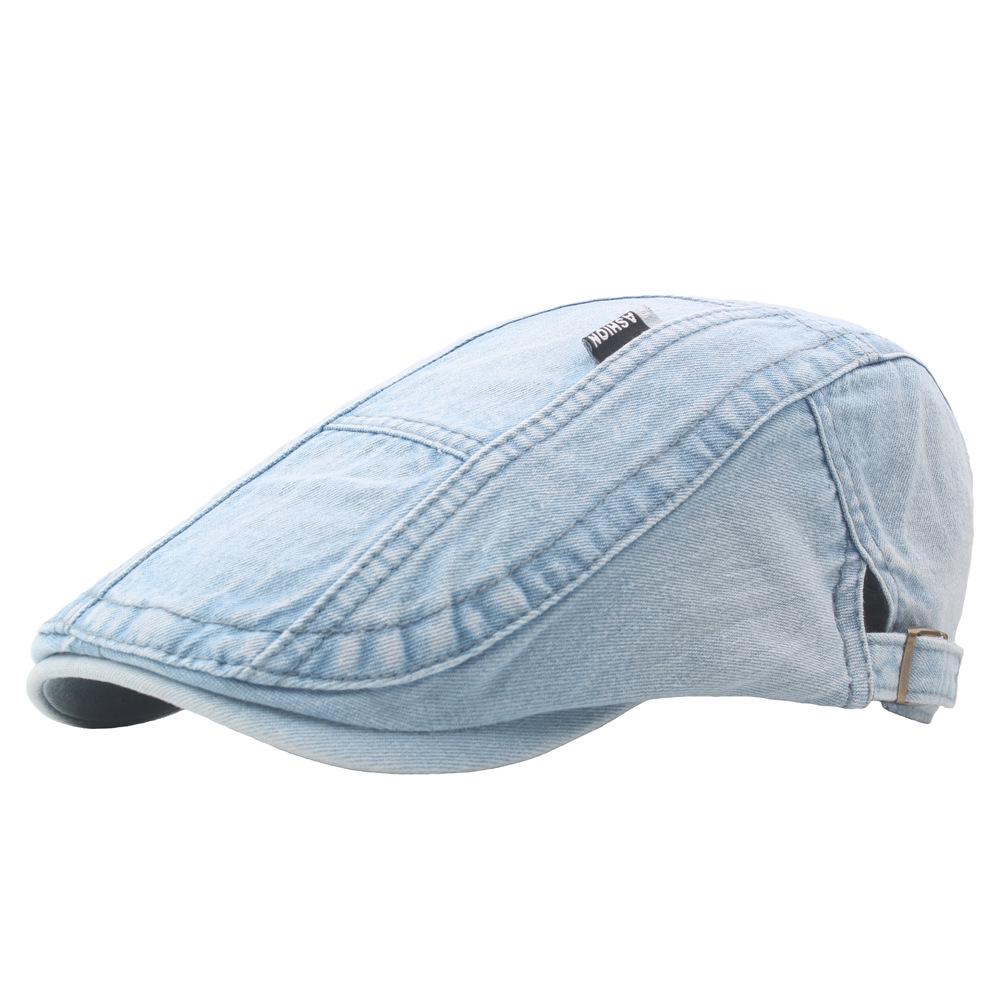 

Мужской лоскутный выстиранный джинсовый берет: Повседневная кепка газетчика «утиный нос» в британском стиле для осени и зимы Adjustable белый/синий