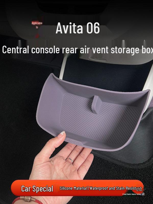 Avatr 06 Rear Armrest Console Silicone Storage Box - Waterproof & Dustproof Armrest Box Storage - Silicone Mat Deep Black