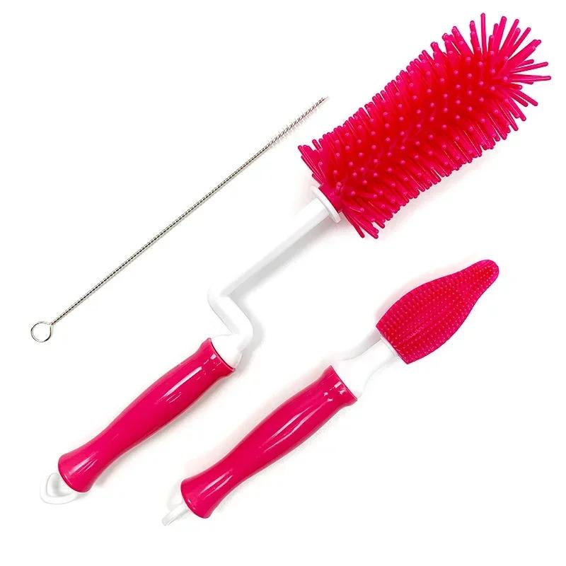 

Silicone Bottle Cleaning Brush Baby Pacifier Straw Scrubber Food Grade Material 360 Degree Glass Washing Kitchen Cleaning Tool