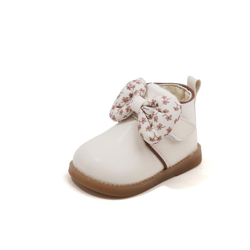 Kleines Mädchen Babylaufschuhe Weichsohlige Prinzessin Baumwollschuh Plüschisolierung Babyschuhe Schmetterlingsschleife Baby Mädchen Lederschuh