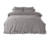 Bedding Set 160x200 100% CREASTED COTTON with Ruffles Opal Light Gray