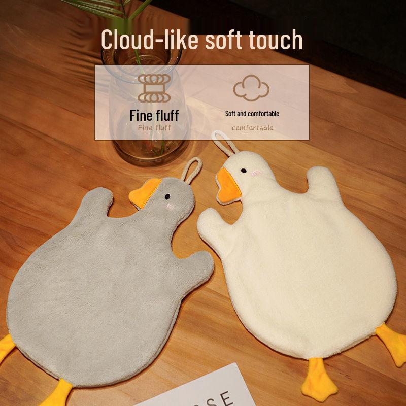 Super Absorbent Children's Goose Cartoon Coral Fleece Hand Towel