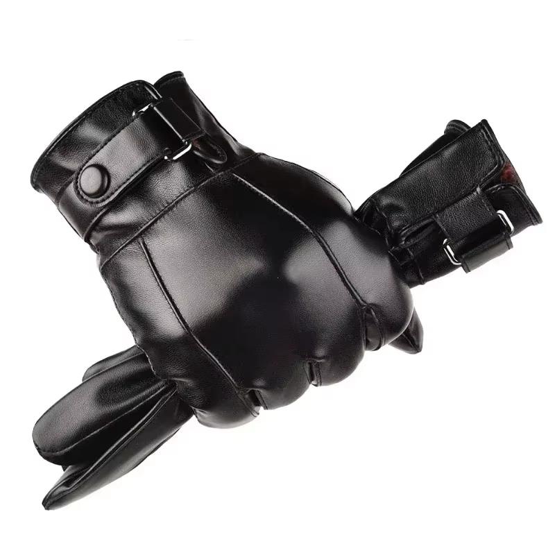 

PU Waterproof Touchscreen Winter Warm Gloves For Mens Outdoor Cycling Black Keep Warm Driving Motorcycle Windproof Gloves