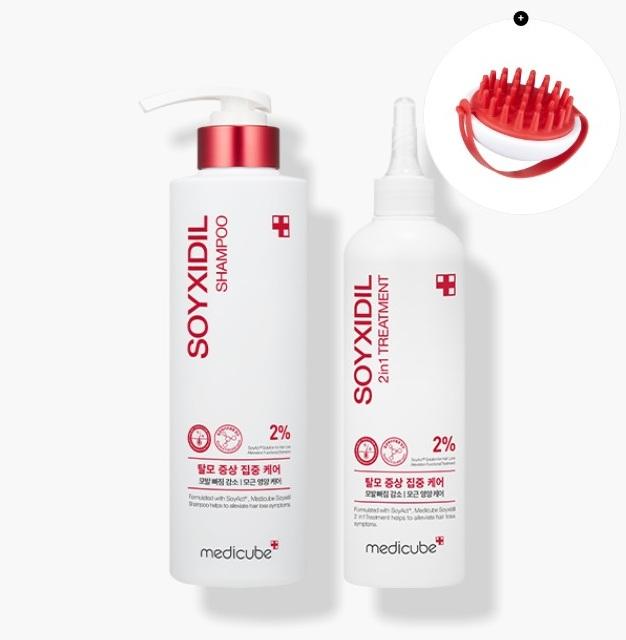 MEDICUBE Soycydil Hair Loss Care 2pcs Set Root Strengthening Scalp Treatment + Shampoo with Scalp Brush