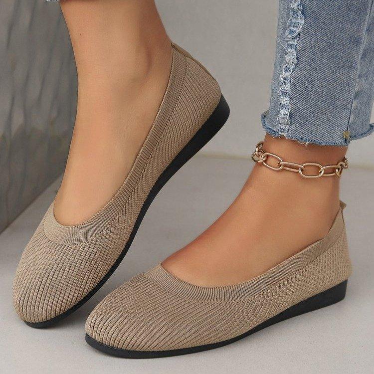 Elastic Knitting Flats Slip On Shoes for Women  Summer Breathable Soft Loafers Woman Lightweight Casual Shoes Plus Size 36-43
