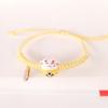 Hand Woven Wax Thread Ceramic Wealth Attracting Cat Bracelet, Cute Cat Adjustable Hand Rope Bracelet