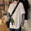 Trendiges Koreanisches Lockeres Herren-T-Shirt mit Langen Ärmeln und Fake-Zweiteiler-Look