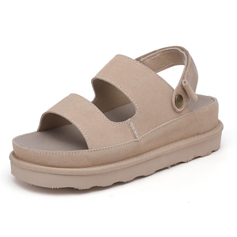 Summer sandals new muffin platform casual women s British style versatile Velcro open-toed Roman shoes 40 абрикосовый