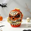 Resin Horror Tabletop Props Halloween Skull Apples Statue, Gothic Spooky Decor with Worm, Prop for Party Haunted House, Unique Gift Secret Room