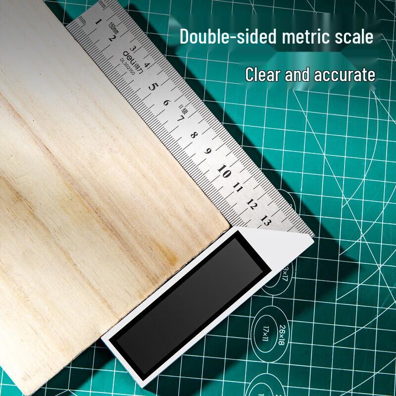 Deli 90-Degree Stainless Steel Angle Square Ruler