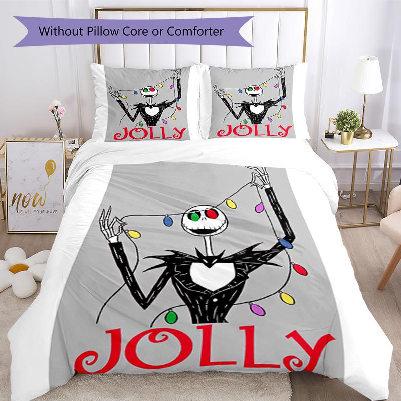 Christmas Nightmare Bedding Set Breathable Duvet Cover with Pillowcases Decorative Bed Linen for Bedroom Home Decoration Birthday Gift