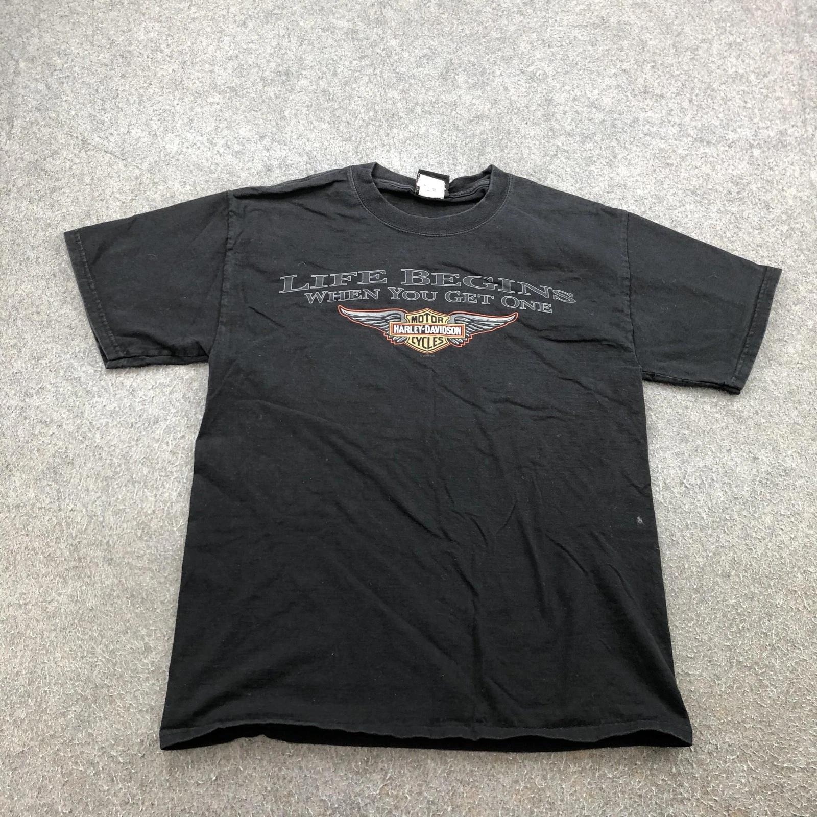 Vintage Harley-Davidson Shirt Mens Medium Black Life Begins Colonial VA Tee M