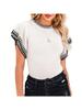 Women's Striped Ruffle Short Sleeve Knit Sweater Crew Neck Loose Summer Top
