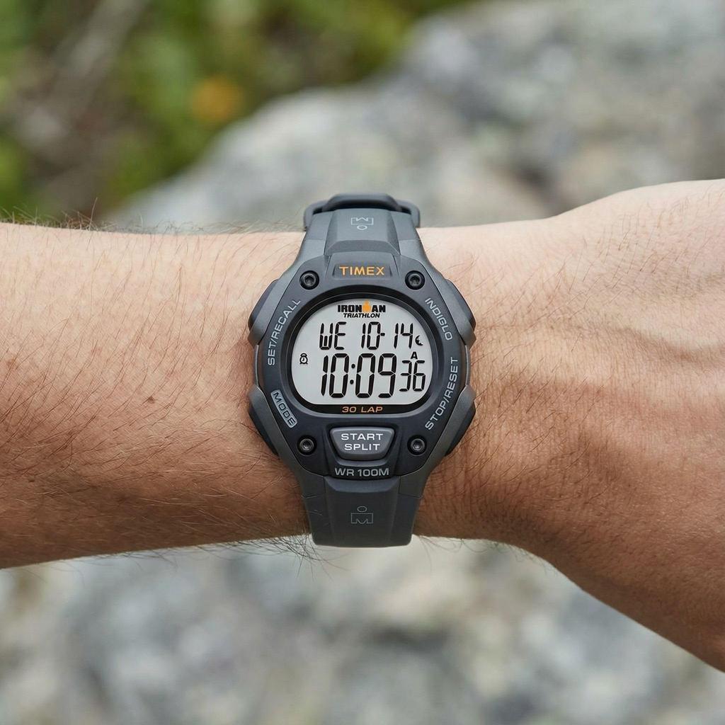 Timex T5E901 Ironman Traditional Watch with Resin Strap Men's 30-Lap Gray/Black