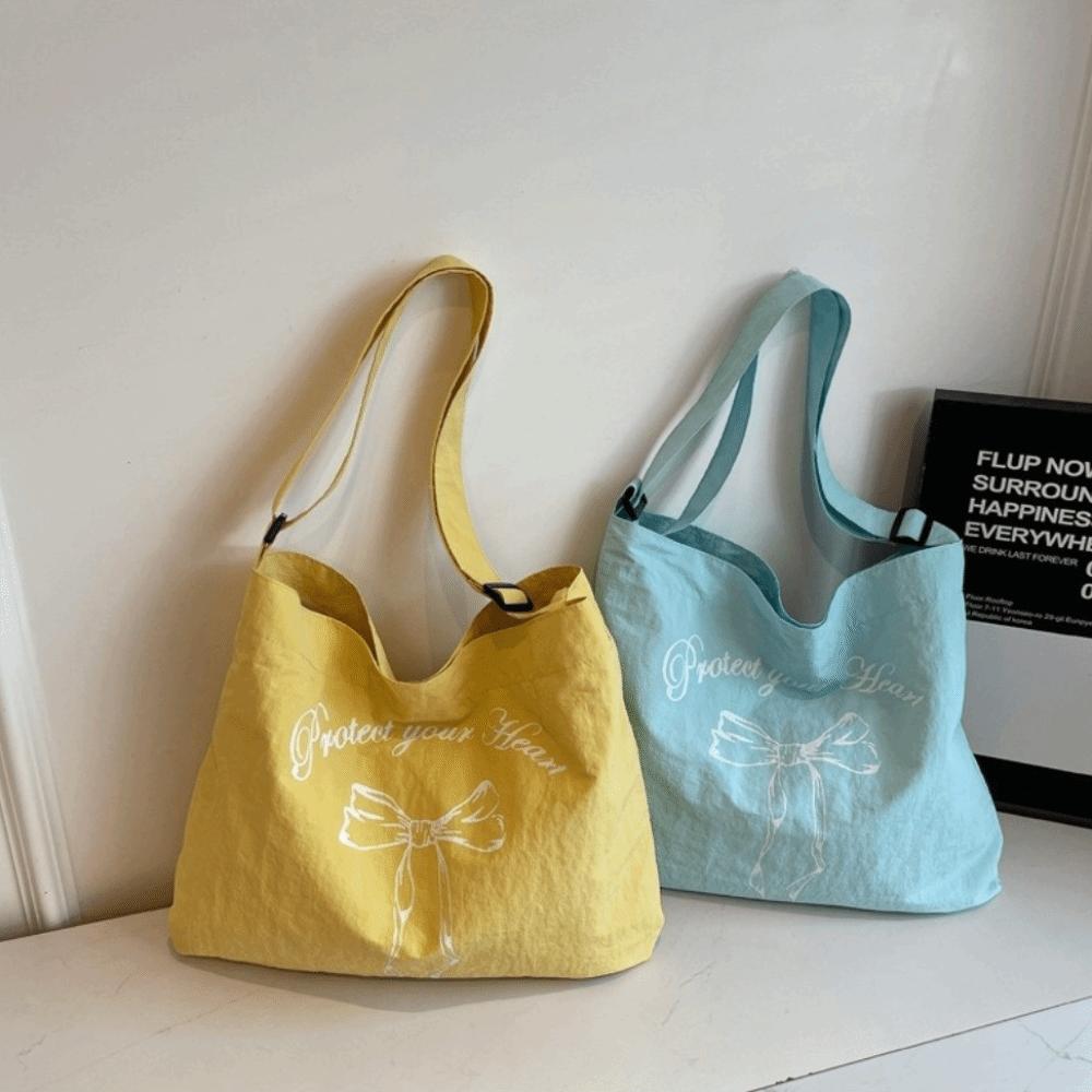 Nylon Women's Tote Bag Large Capacity Commute Bag Simple Bow Shoulder Bag  College Students
