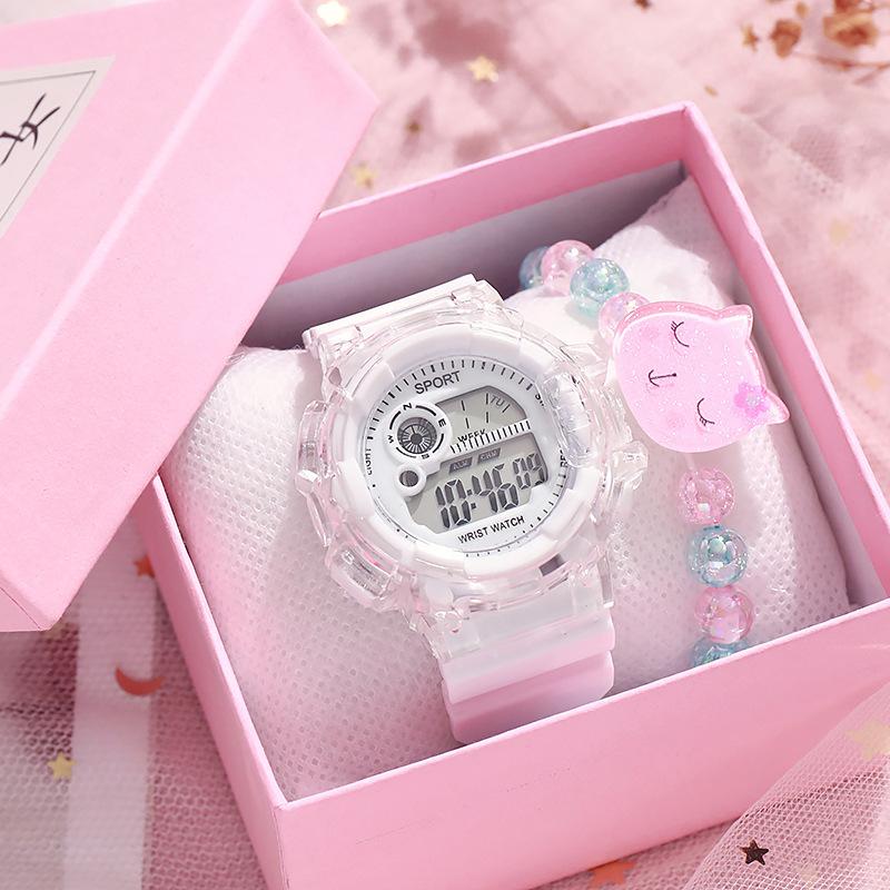 ins wind transparent electronic watch student sports waterproof luminous women's children's watch simple fashion trend