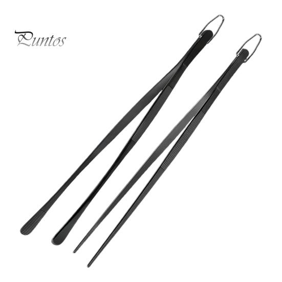 

Кухонні щипці 2 шт. 12-дюймовий затискач для їжі Тонкий пінцет із нержавіючої сталі із зазубреними наконечниками для шеф-кухаря Гриль Барбекю Паста Салат 1 Set чорний