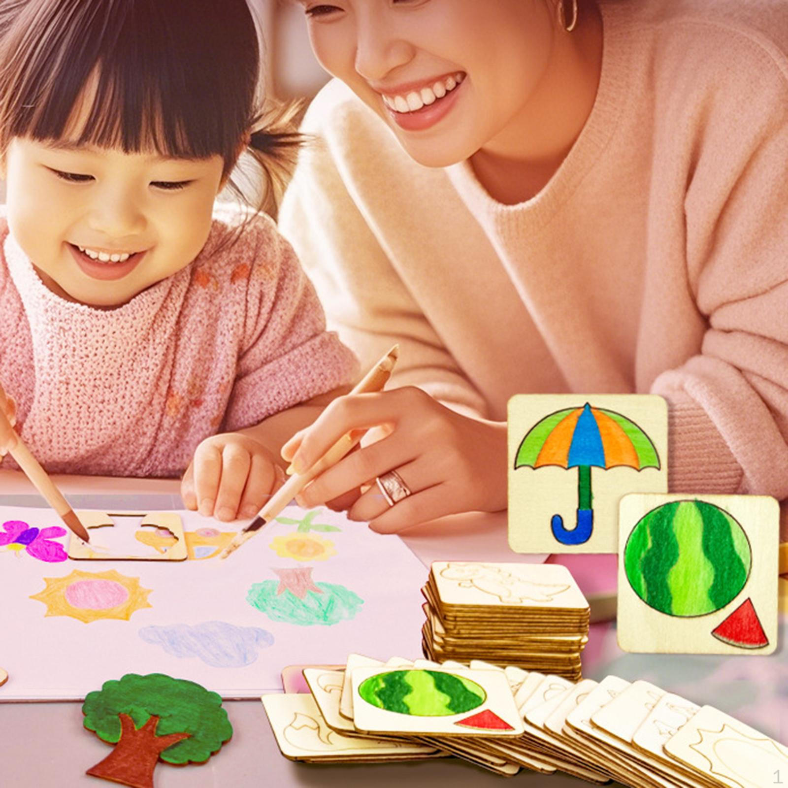 

Drawing Stencils for Kids DIY Painting Wooden Assorted Templates Creating Art 72Pcs Stencils