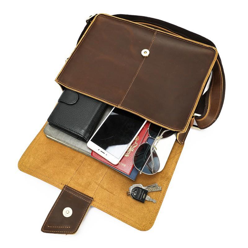 New Leather Large Capacity Men's Crossbody Bag High-end Leisure Travel Shoulder Simple Atmospheric Small Square