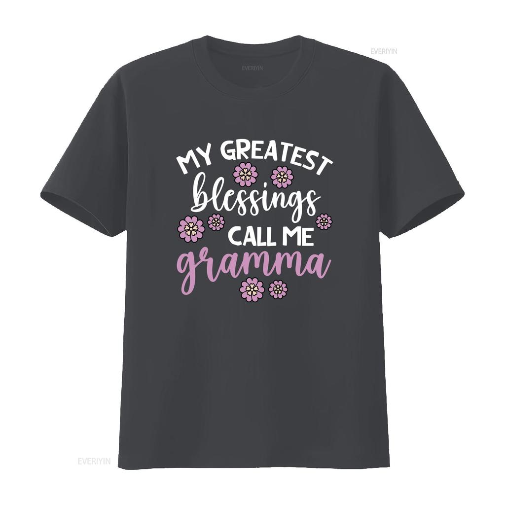 Cute Floral Greatest Blessings Call Me Gramma Quote Print Casual T Shirt Vintage Washed Versatile Stylish Fashion Graphic