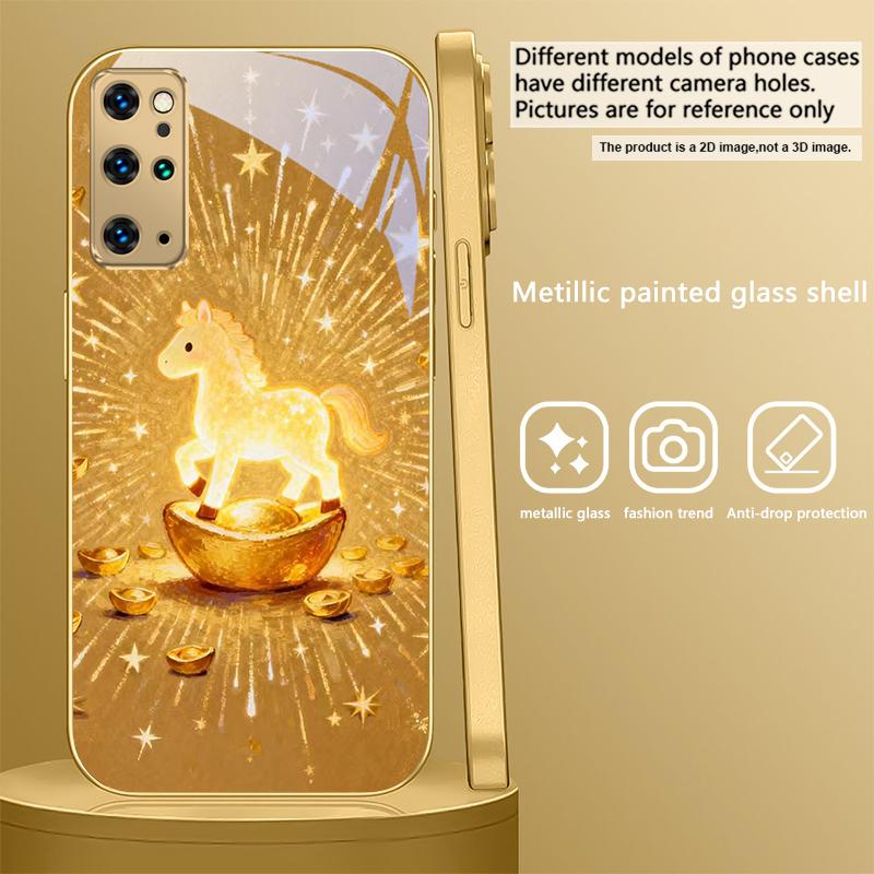 The shining golden pony For Samsung Galaxy S20 FE S21 S22 S23 Plus S24 Ultra S25Ultra S21+ S9+ S22Plus Golden glass phone case