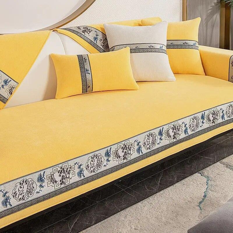 Luxury Chinese Chenille Sofa Covers Anti Slip Universal Armchair Slipcover for Living Room Couches