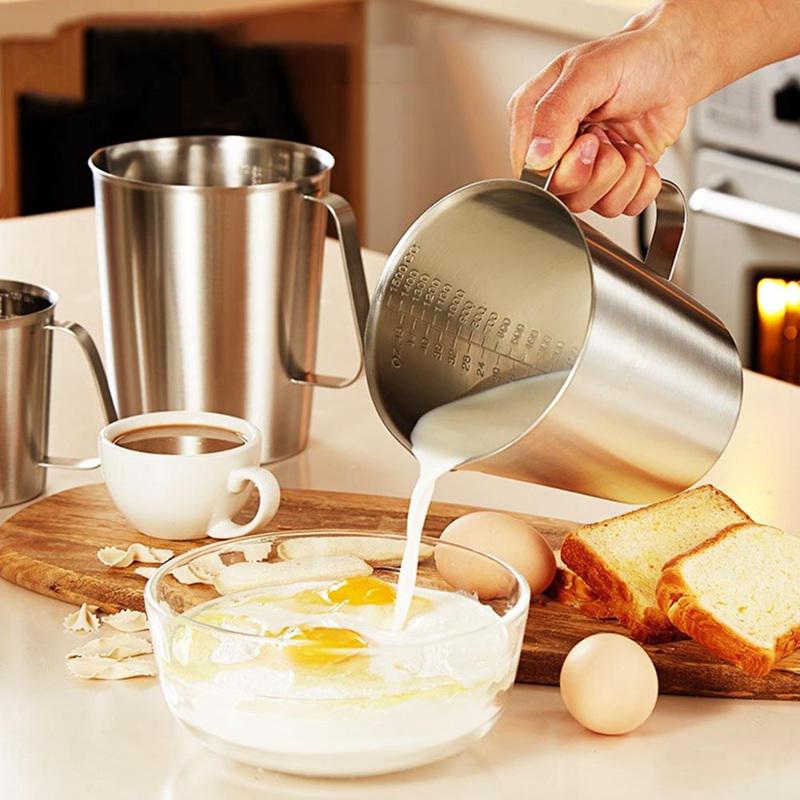 Förtjockad 304 Rostfritt Stål Mätkopp Med Skala 2000ML 1000ML 500ML Stor Kapacitet Kök Praktisk Mätkopp