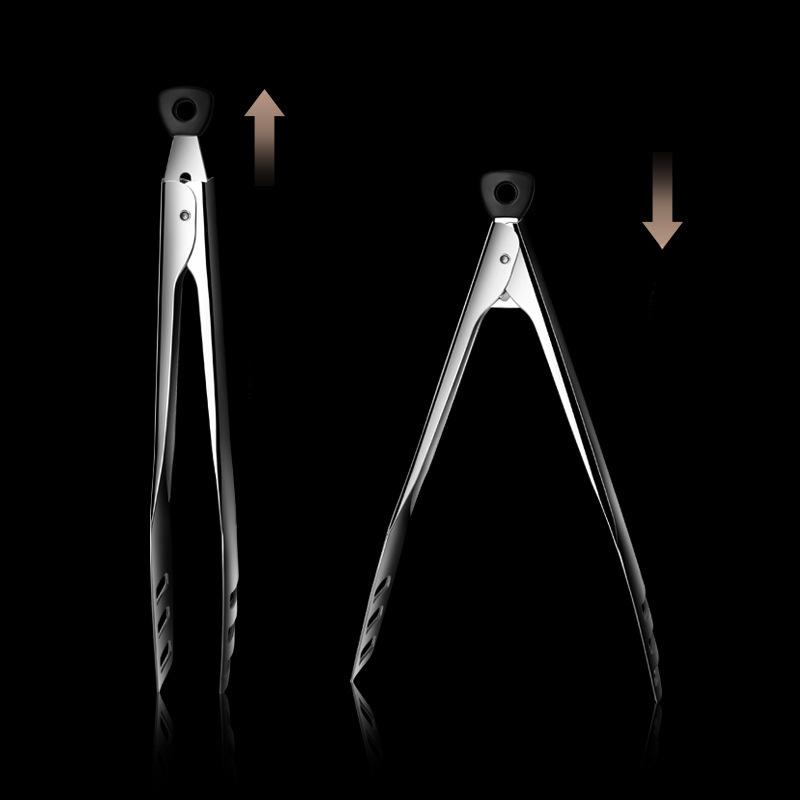 304 Stainless Steel Barbecue Clamp Retractable Three-Line Bread Clip Buffet Steak Tong Kitchen Gadgets Food Clip