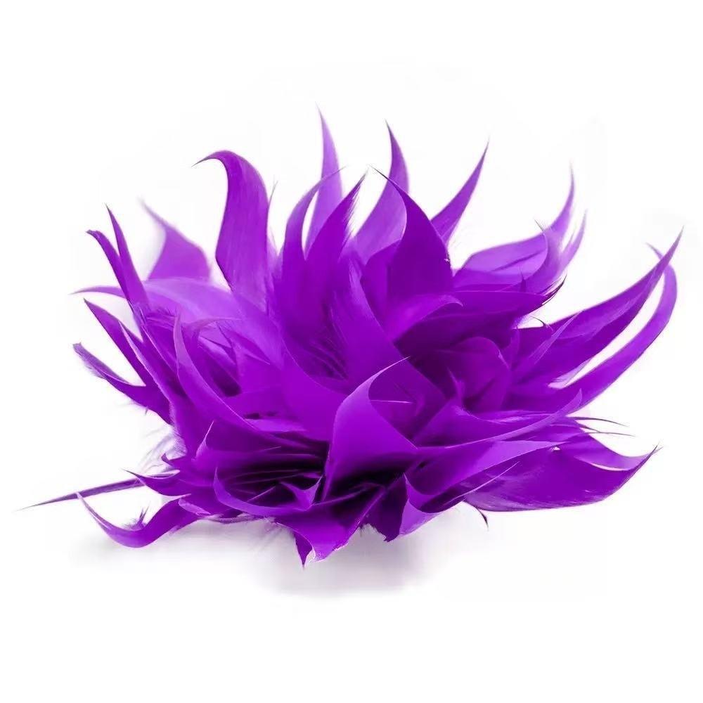 

Elegant 8-10cm Large Feather Flower Feather Handmade Artificial Flower Brooch DIY Feather Corsage Brooches Hair Accessories фиолетовый