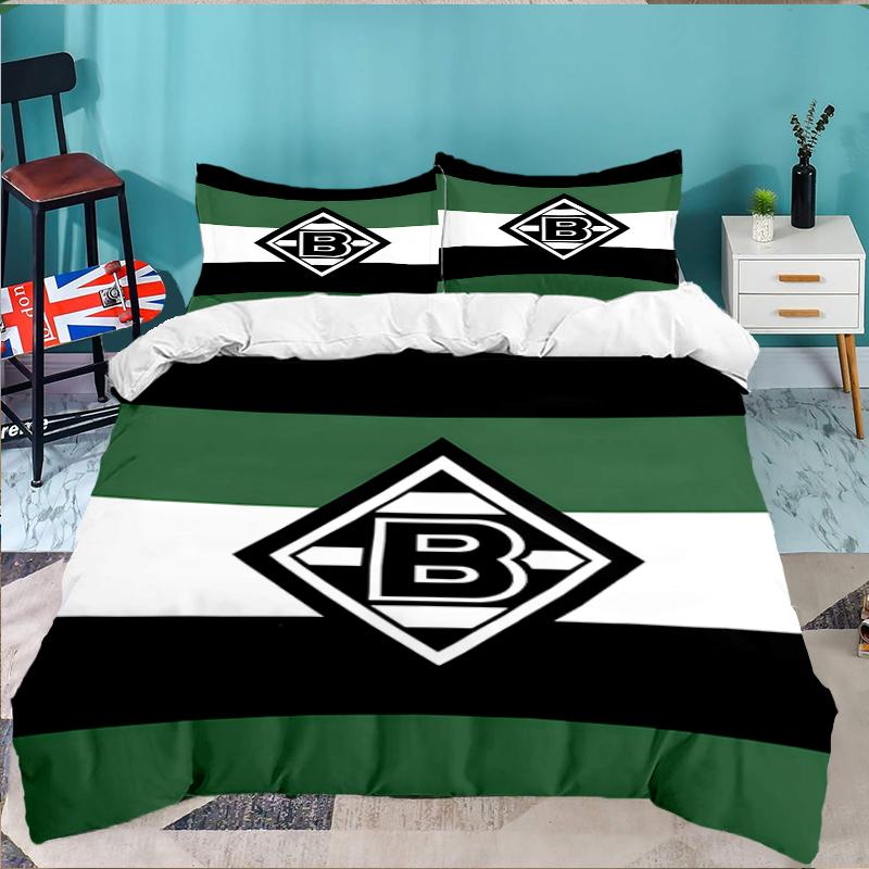 3PCS Green Black Borussia Bedding set,Ideal For1pc Duvet Cover And 2pcs Pillowcases Perfect for Christmas gift,Ideal for Bedroom, Dormitory