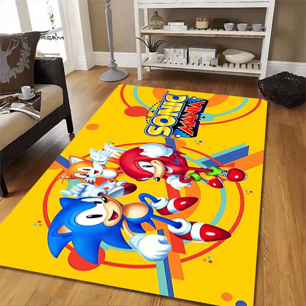 Sonic The Hedgehog Group Decoration,Carpet,Living Room,Bedroom, Non-slip,Square rug