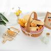 Portable Woven PP Picnic Basket With Red Liner 33x25x17cmStyle Storage Tote Fruits Vegetables Bread Outdoor Use