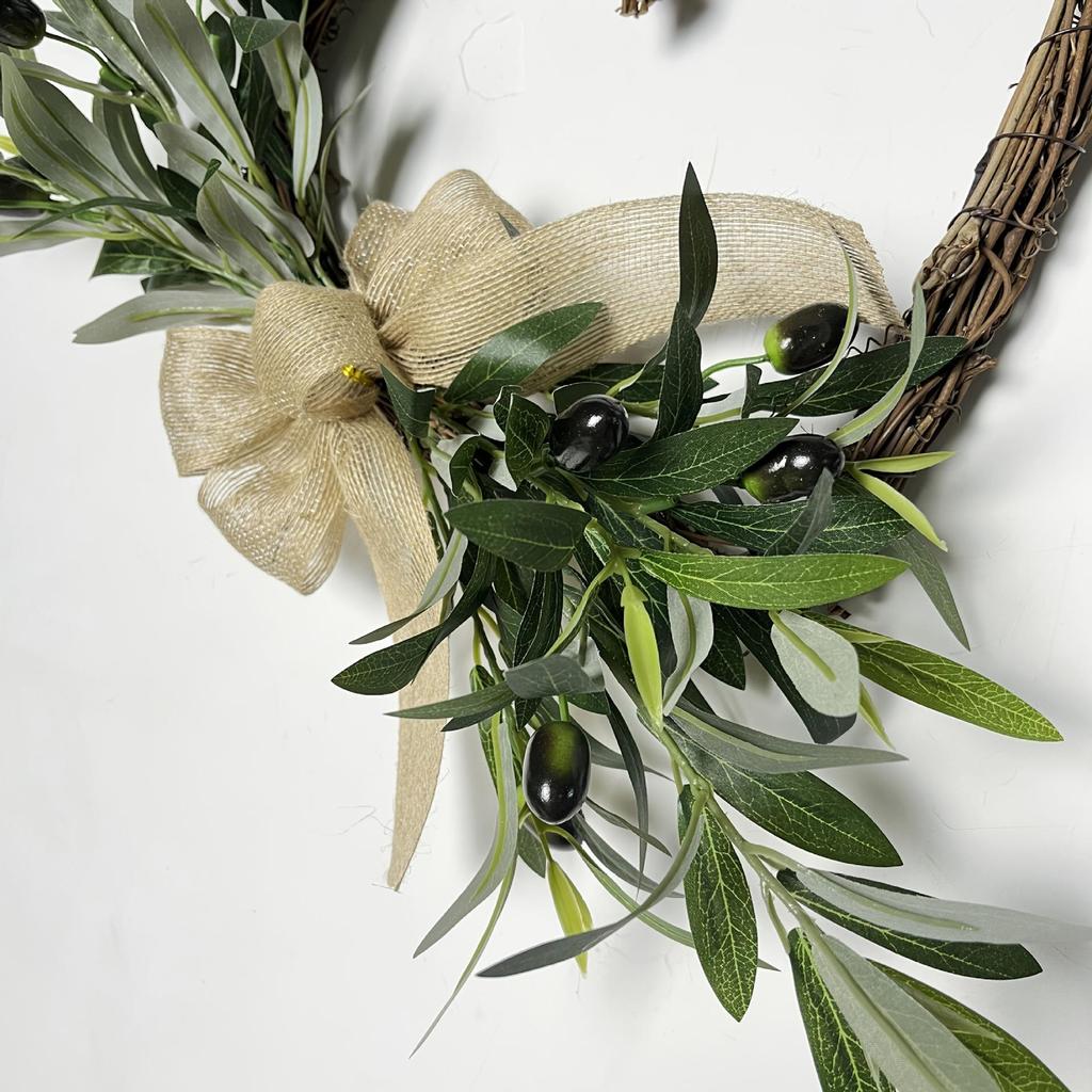2025 Heart-Shaped Olive Wreath Door Hanger - Decorative Simulated Flower Ornament