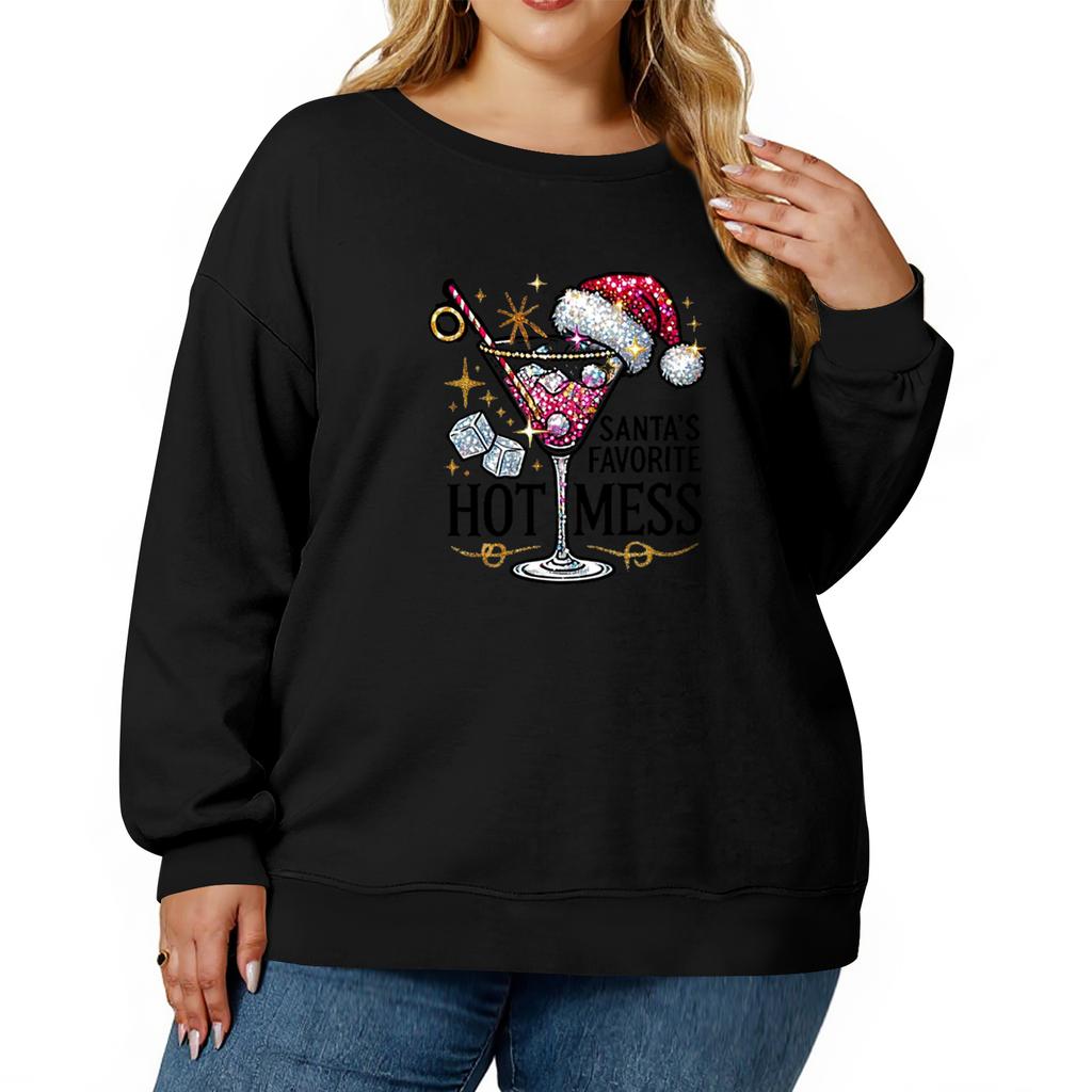 Women's Fashionable Casual Plus-Size Long Sleeve Pullover Printed Sweatshirt