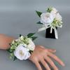 5Pcs Wrist Corsages Bracelets Artificial Rose Boutonniere for Grooms and Bride Wedding Party Proms Suit Decorations